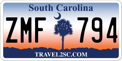 SC license plate ZMF794