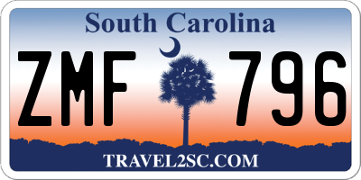SC license plate ZMF796
