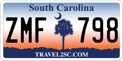 SC license plate ZMF798