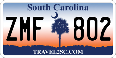 SC license plate ZMF802