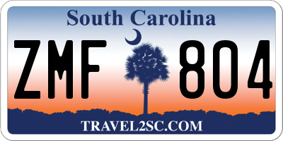 SC license plate ZMF804