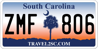 SC license plate ZMF806