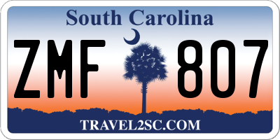 SC license plate ZMF807