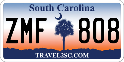 SC license plate ZMF808