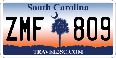 SC license plate ZMF809