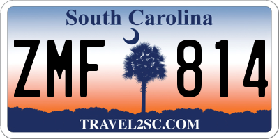 SC license plate ZMF814