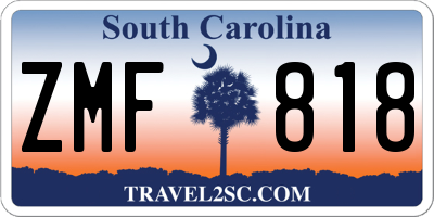 SC license plate ZMF818