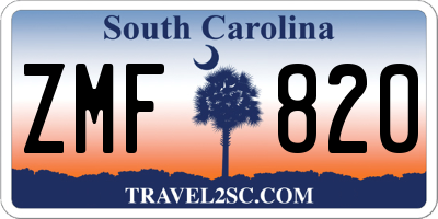 SC license plate ZMF820