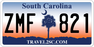 SC license plate ZMF821
