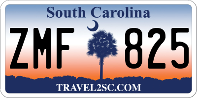 SC license plate ZMF825
