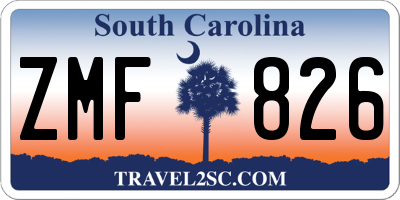 SC license plate ZMF826