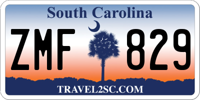 SC license plate ZMF829