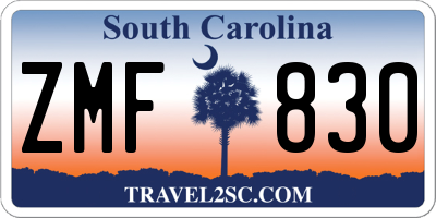 SC license plate ZMF830