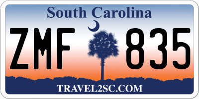 SC license plate ZMF835