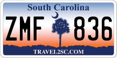 SC license plate ZMF836