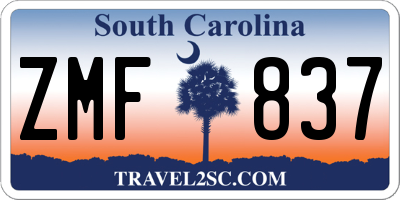 SC license plate ZMF837