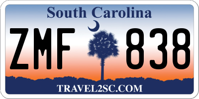 SC license plate ZMF838