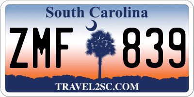SC license plate ZMF839