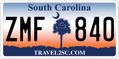 SC license plate ZMF840