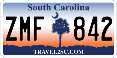 SC license plate ZMF842