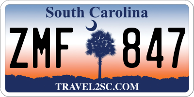 SC license plate ZMF847