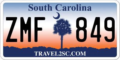 SC license plate ZMF849