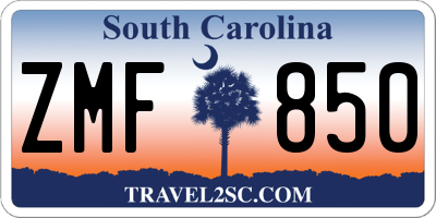 SC license plate ZMF850