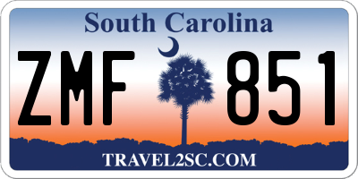 SC license plate ZMF851