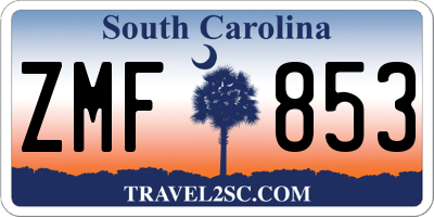 SC license plate ZMF853