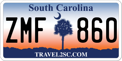 SC license plate ZMF860