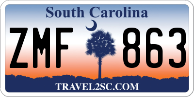 SC license plate ZMF863
