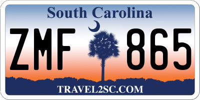 SC license plate ZMF865