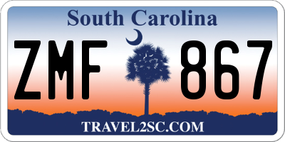 SC license plate ZMF867