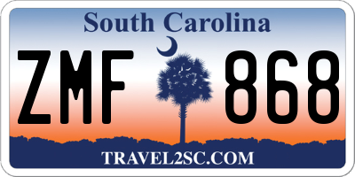 SC license plate ZMF868
