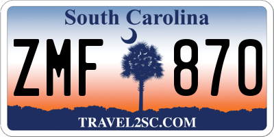 SC license plate ZMF870