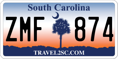SC license plate ZMF874