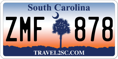 SC license plate ZMF878