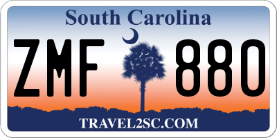 SC license plate ZMF880