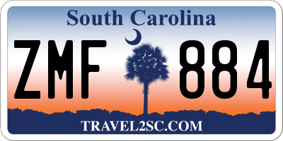 SC license plate ZMF884