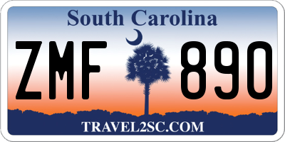 SC license plate ZMF890