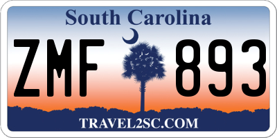 SC license plate ZMF893