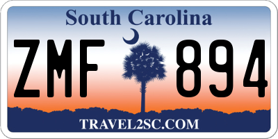SC license plate ZMF894