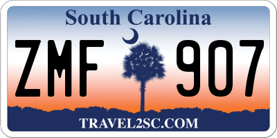 SC license plate ZMF907