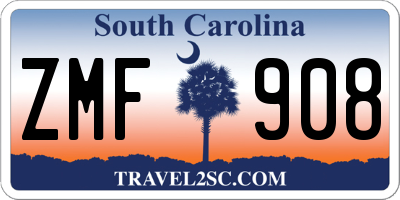 SC license plate ZMF908