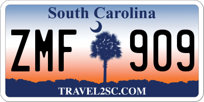 SC license plate ZMF909