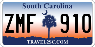 SC license plate ZMF910