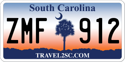 SC license plate ZMF912