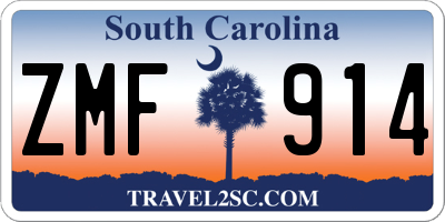 SC license plate ZMF914