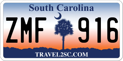 SC license plate ZMF916
