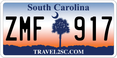 SC license plate ZMF917